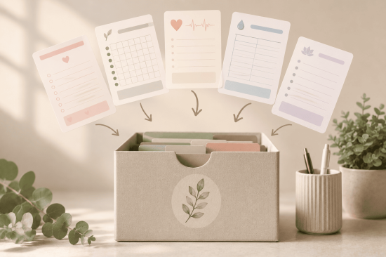 Caja organizadora de los elementos que quiere el paciente lleve su kit de salud digital